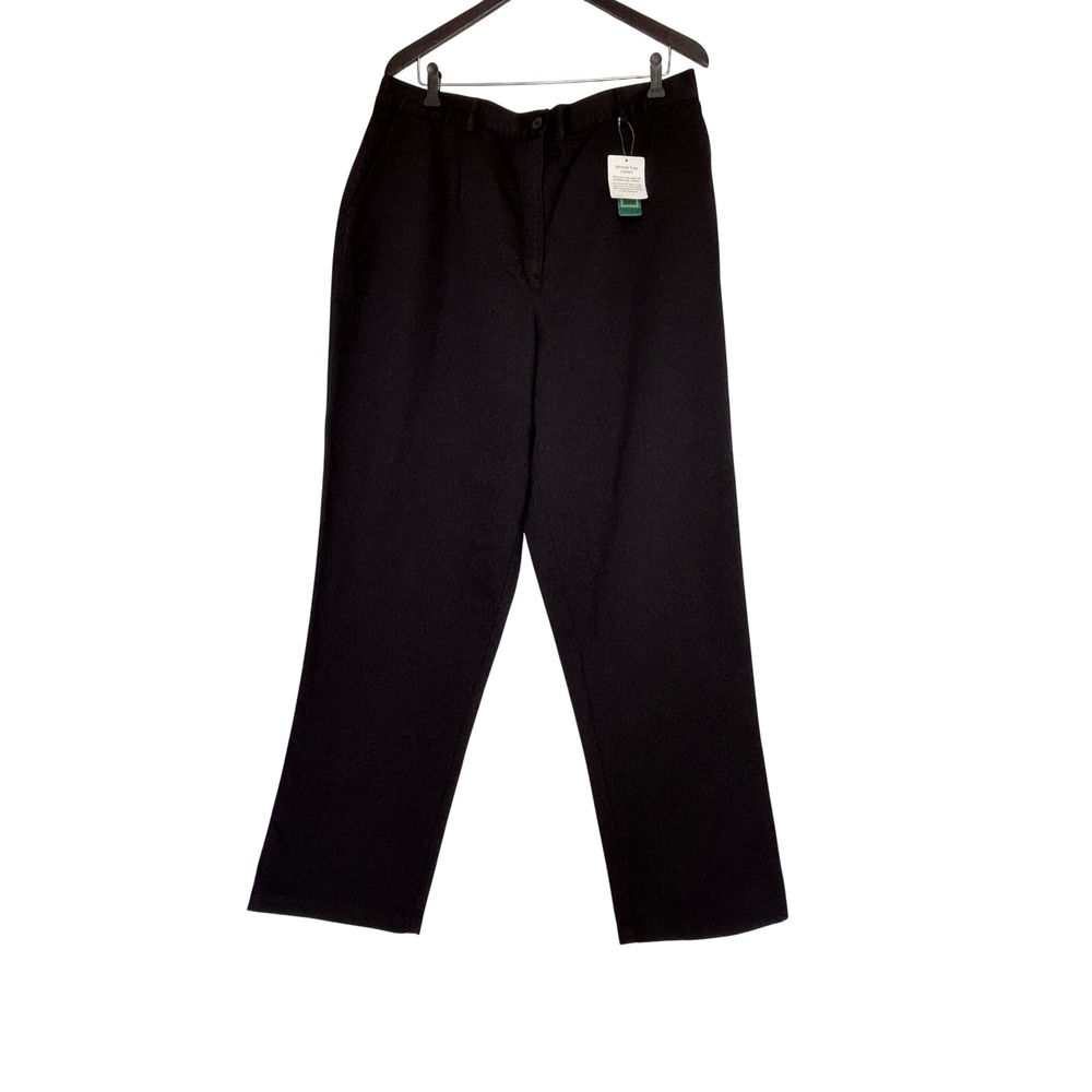 LL Bean Original Fit Black Wrinkle Free Cotton Pants Womens 20 Medium Tall NEW